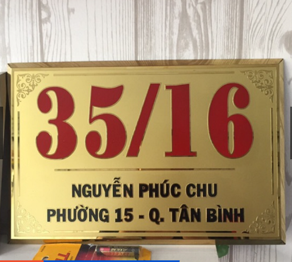 bảng số nhà inox vàng