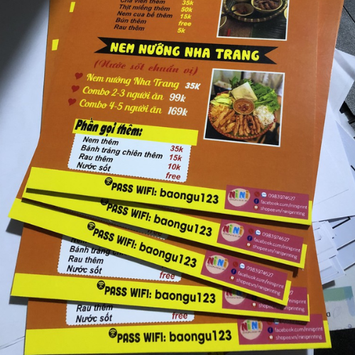 in formex menu quán ăn
