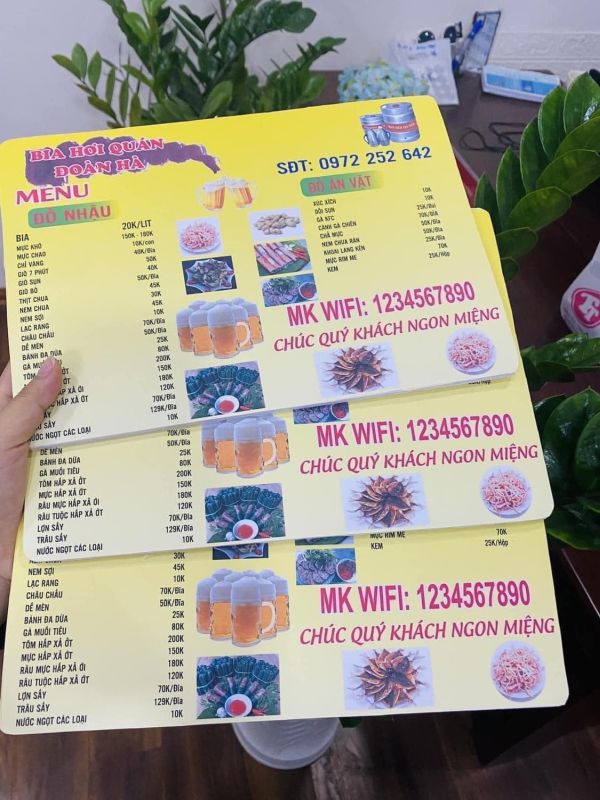 in menu cầm tay
