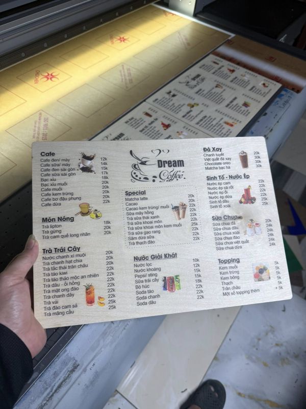 in menu cầm tay