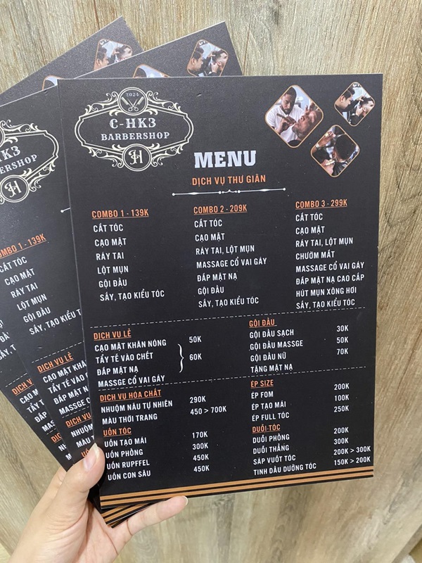 in menu cầm tay