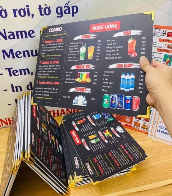 in menu cầm tay