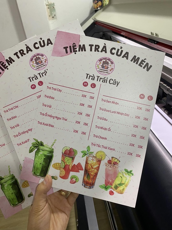 in menu cầm tay