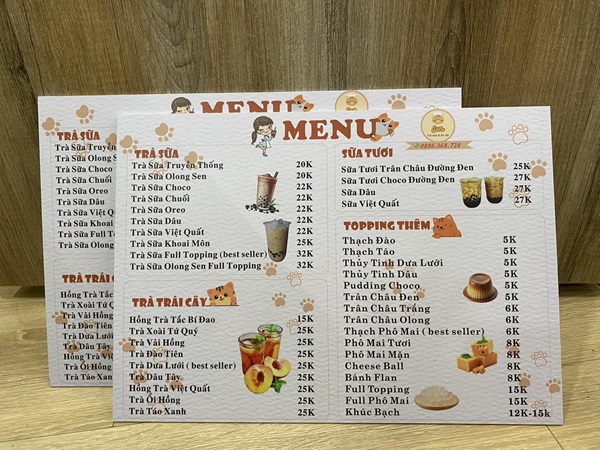 in menu cầm tay formex