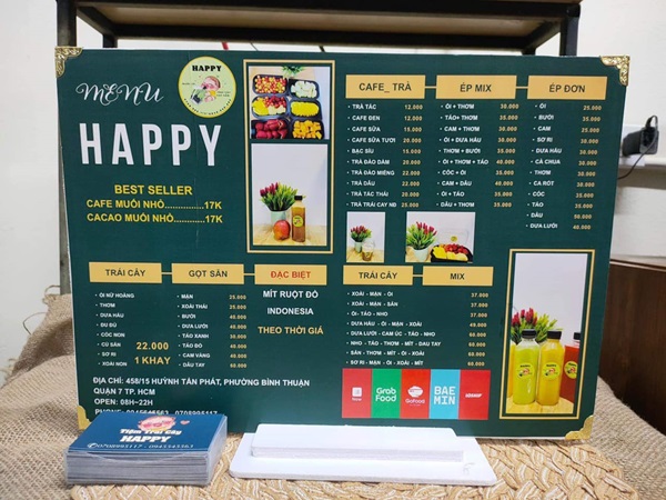 in menu tại tphcm