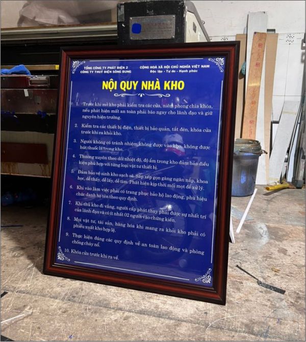 bảng nội quy nhà kho