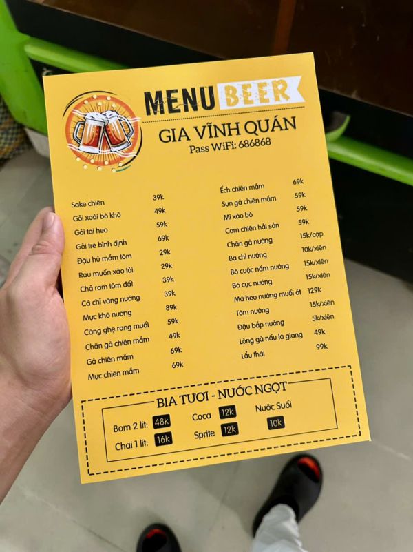 in menu cầm tay