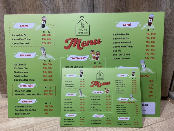 in menu cầm tay