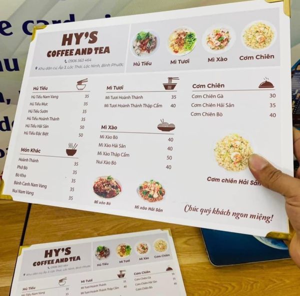 menu cầm tay